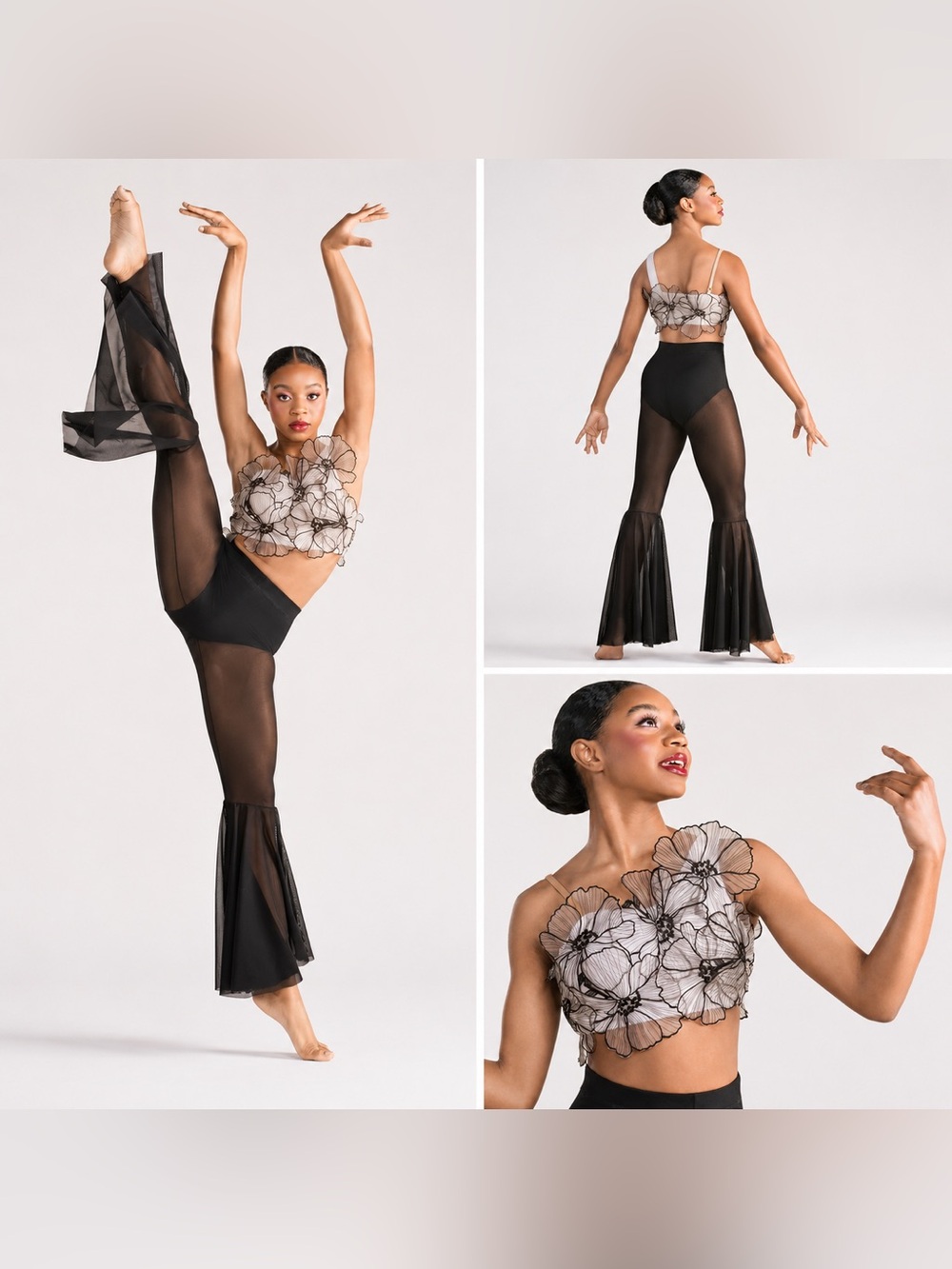 Tenth House solo Dance costume black floral Zinnia XXLA Adult TH24198
